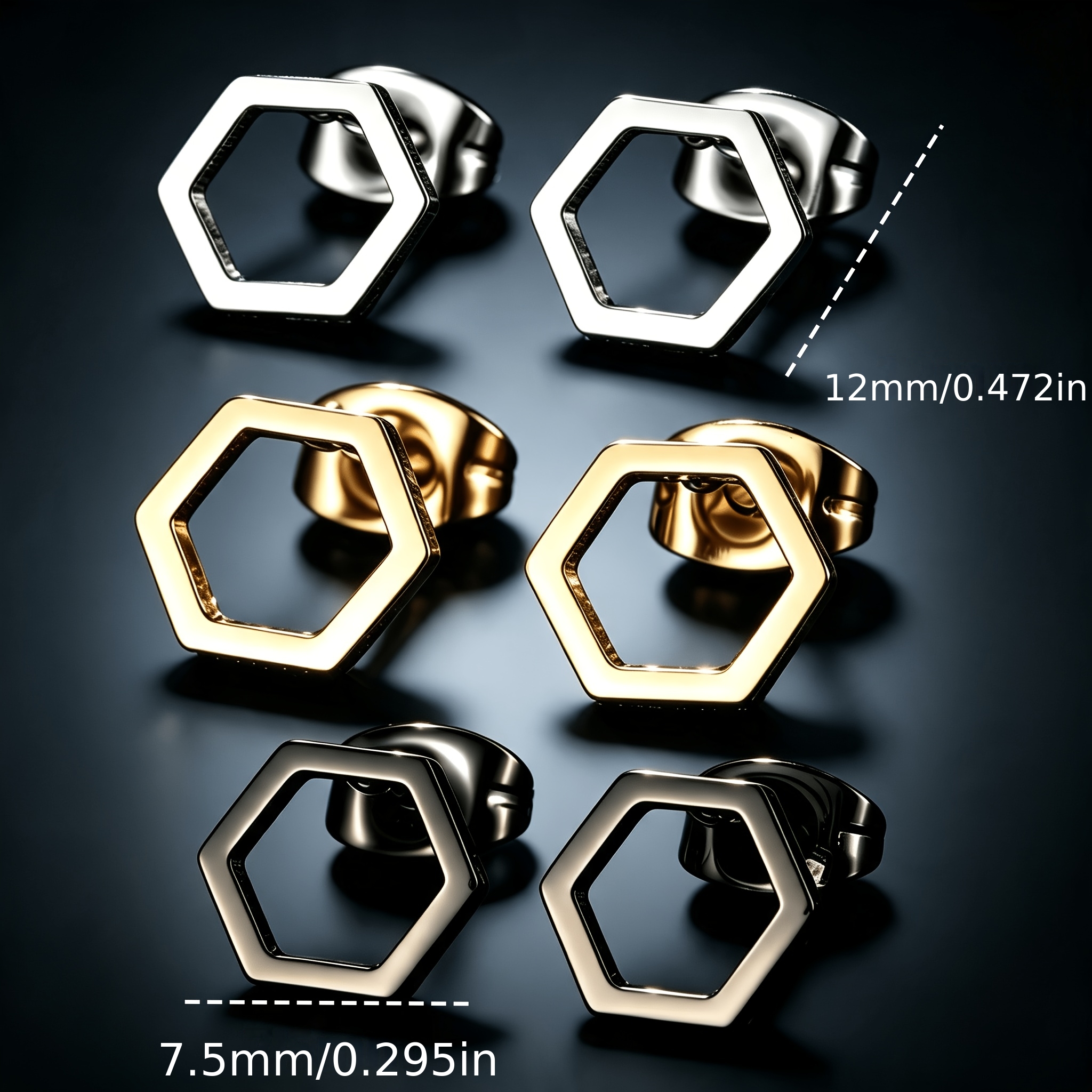 Women's Minimalist Style Stainless Steel Ear Studs Set